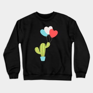 Cactus with heart love balloons Crewneck Sweatshirt